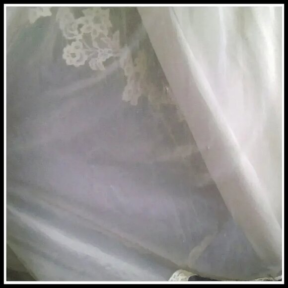 Vintage Nylon Chiffon Peignoir Set White 50s Retro Bridal Robe & Nightgown VFG - Picture 10 of 16